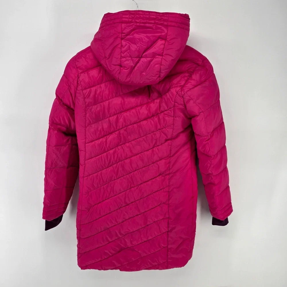 Spyder Puffer Jacket Girls M 10/12 Pink Insulated Hooded Quilted Winter Coat